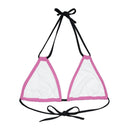 "Skull & Barrel" Base Light Pink - Left Logo - Strappy Triangle Bikini Top (AOP)