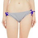 "Skull & Barrel" Base Light Grey - Black Logo - Loop Tie Side Bikini Bottom (AOP)