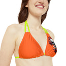 "Skull & Barrel" Base Orange - Left Logo - Strappy Triangle Bikini Top (AOP)