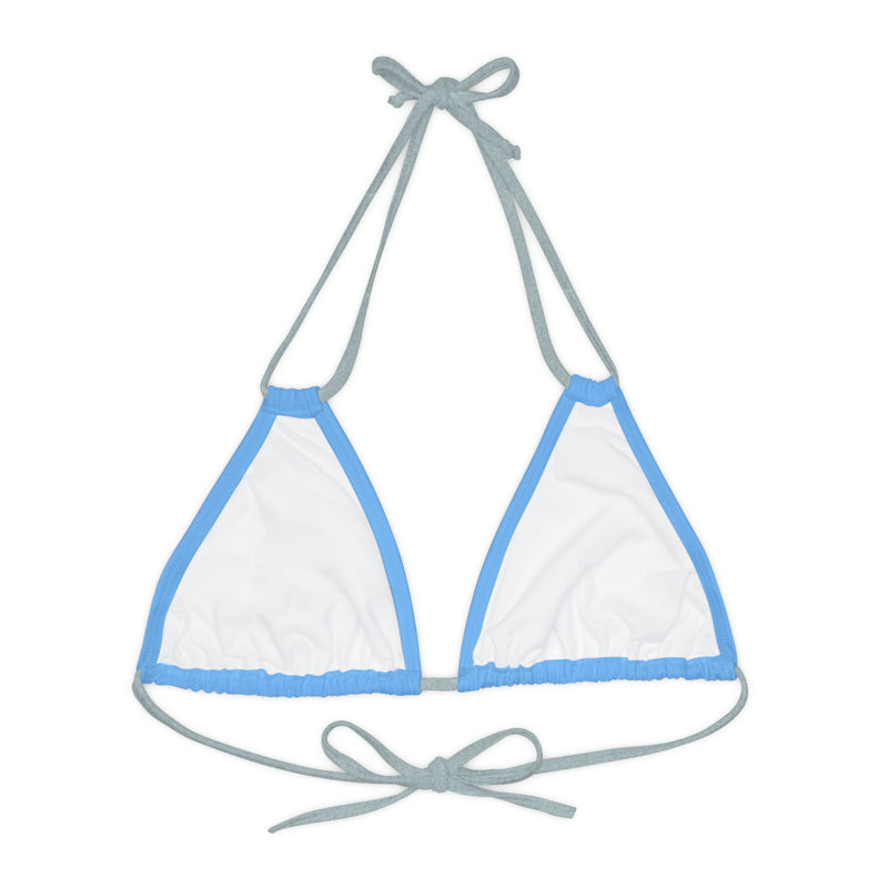 "Skull & Barrel" Base Light Blue - Left Logo - Strappy Triangle Bikini Top (AOP)