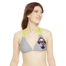 "Skull & Barrel" Base Light Grey - Left Logo - Strappy Triangle Bikini Top (AOP)