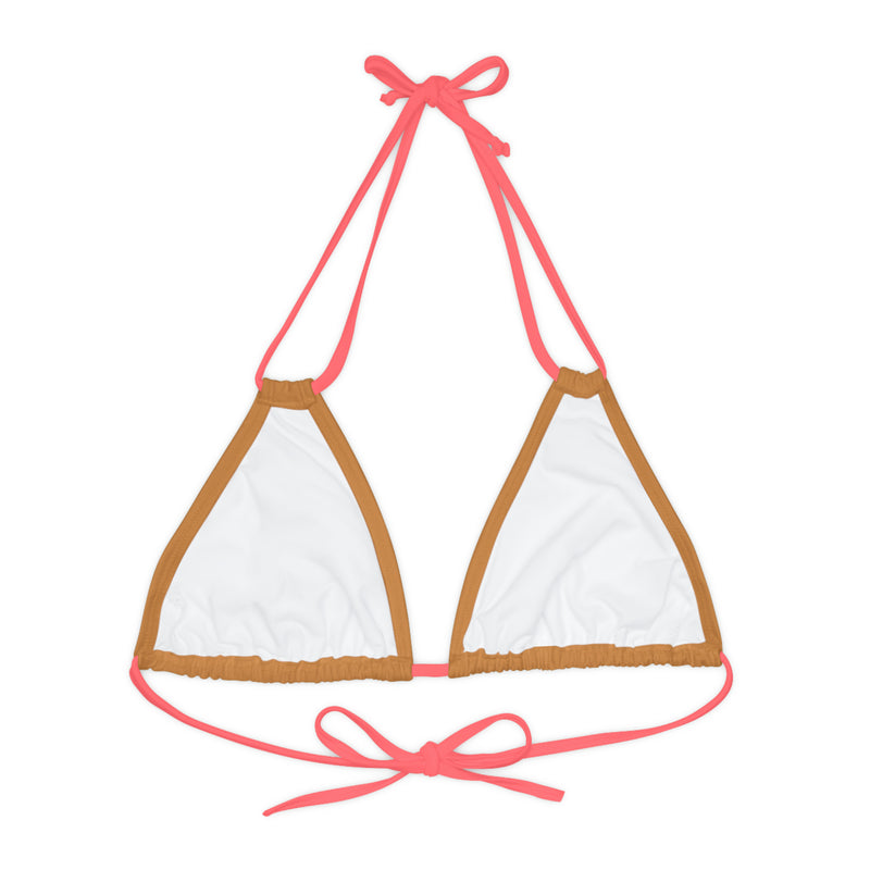 "Skull & Barrel" Base Light Brown - Left Logo - Strappy Triangle Bikini Top (AOP)