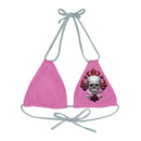 "Skull & Barrel" Base Light Pink - Left Logo - Strappy Triangle Bikini Top (AOP)