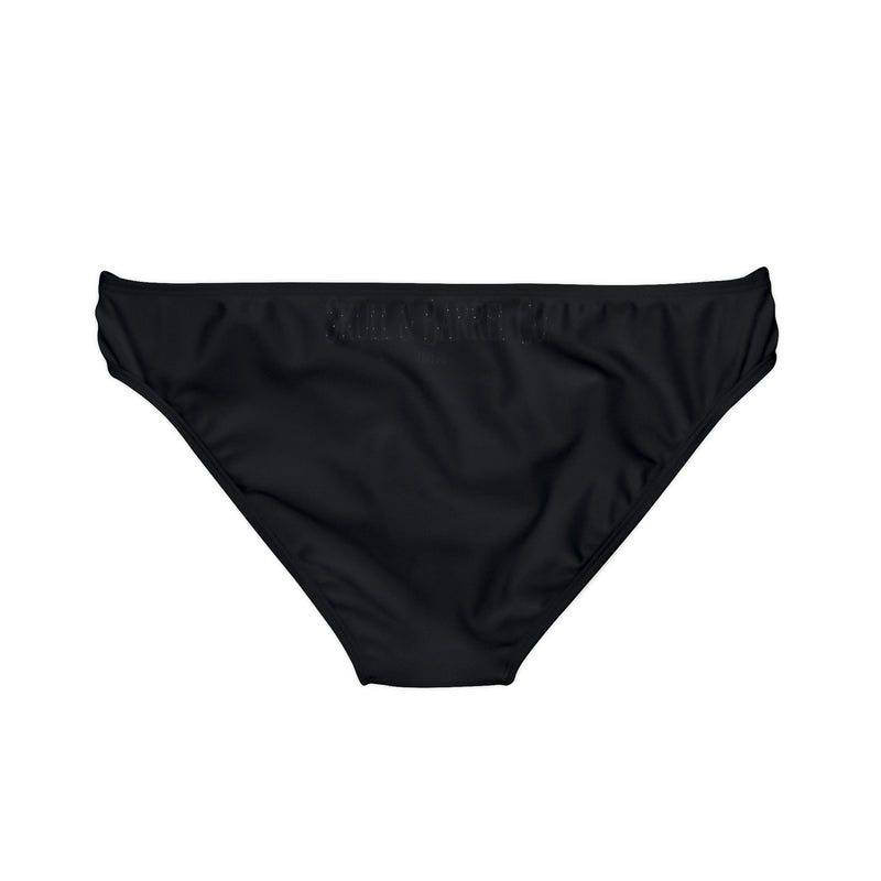 "Skull & Barrel" Base Black - Black Logo - Loop Tie Side Bikini Bottom (AOP)