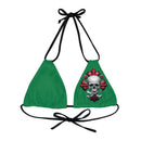 "Skull & Barrel" Base Dark Green- Left Logo - Strappy Triangle Bikini Top (AOP)