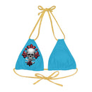 "Skull & Barrel" Base Turquoise - Right Logo - Strappy Triangle Bikini Top (AOP)