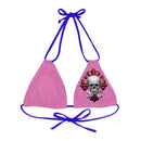 "Skull & Barrel" Base Light Pink - Left Logo - Strappy Triangle Bikini Top (AOP)