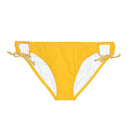 "Skull & Barrel" Base Yellow - Black Logo - Loop Tie Side Bikini Bottom (AOP)