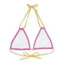 "Skull & Barrel" Base Light Pink - Left Logo - Strappy Triangle Bikini Top (AOP)