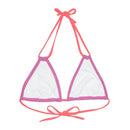 "Skull & Barrel" Base Light Pink - Left Logo - Strappy Triangle Bikini Top (AOP)