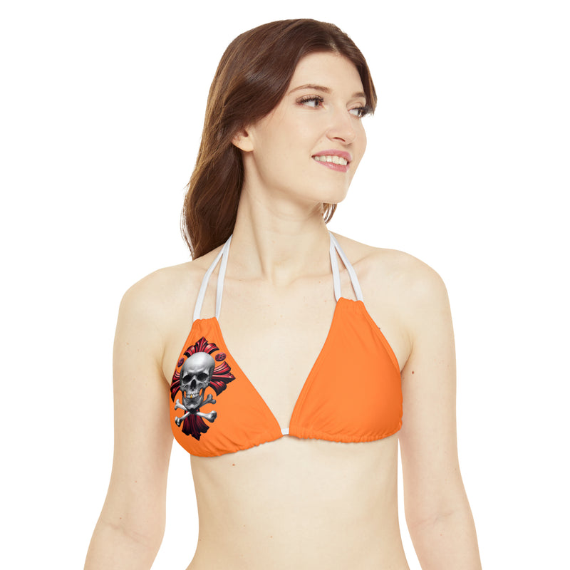 "Skull & Barrel" Base Crusta - Right Logo - Strappy Triangle Bikini Top (AOP)