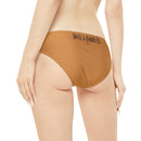 "Skull & Barrel" Base Light Brown - Black Logo - Loop Tie Side Bikini Bottom (AOP)