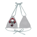 "Skull & Barrel" Base Light Grey - Right Logo - Strappy Triangle Bikini Top (AOP)