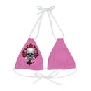 "Skull & Barrel" Base Light Pink - Right Logo - Strappy Triangle Bikini Top (AOP)