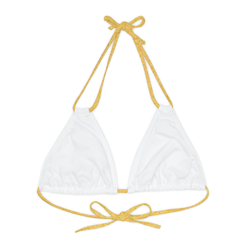 "Skull & Barrel" Base White - Left Logo - Strappy Triangle Bikini Top (AOP)