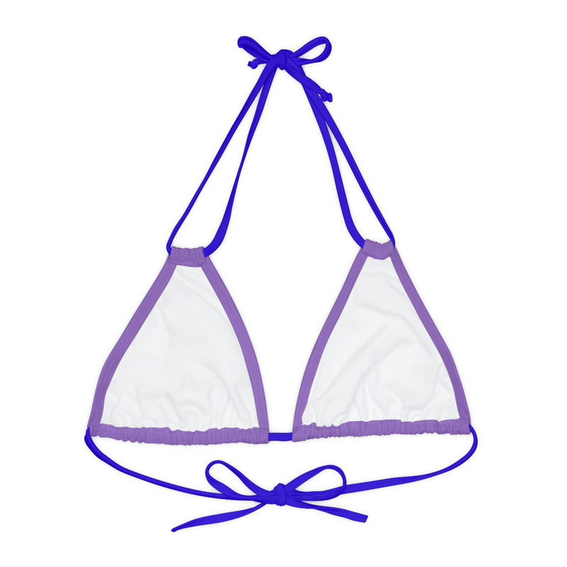 "Skull & Barrel" Base Light Purple - Left Logo - Strappy Triangle Bikini Top (AOP)