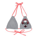 "Skull & Barrel" Base Grey - Left Logo - Strappy Triangle Bikini Top (AOP)