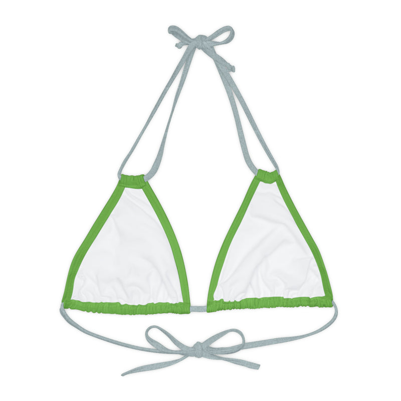 "Skull & Barrel" Base Green - Right Logo - Strappy Triangle Bikini Top (AOP)