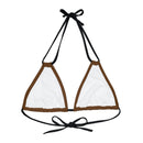 "Skull & Barrel" Base Brown- Left Logo - Strappy Triangle Bikini Top (AOP)