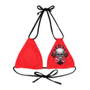"Skull & Barrel" Base Red - Left Logo - Strappy Triangle Bikini Top (AOP)