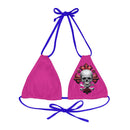 "Skull & Barrel" Base Pink - Left Logo - Strappy Triangle Bikini Top (AOP)