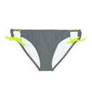 "Skull & Barrel" Base Dark Grey - White Logo - Loop Tie Side Bikini Bottom (AOP)