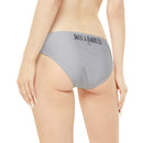 "Skull & Barrel" Base Light Grey - Black Logo - Loop Tie Side Bikini Bottom (AOP)