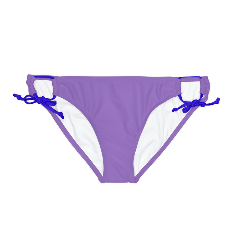 "Skull & Barrel" Base Light Purple - White Logo - Loop Tie Side Bikini Bottom (AOP)