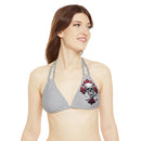 "Skull & Barrel" Base Light Grey - Left Logo - Strappy Triangle Bikini Top (AOP)