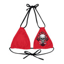 "Skull & Barrel" Base Dark Red - Left Logo - Strappy Triangle Bikini Top (AOP)