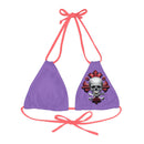 "Skull & Barrel" Base Light Purple - Left Logo - Strappy Triangle Bikini Top (AOP)