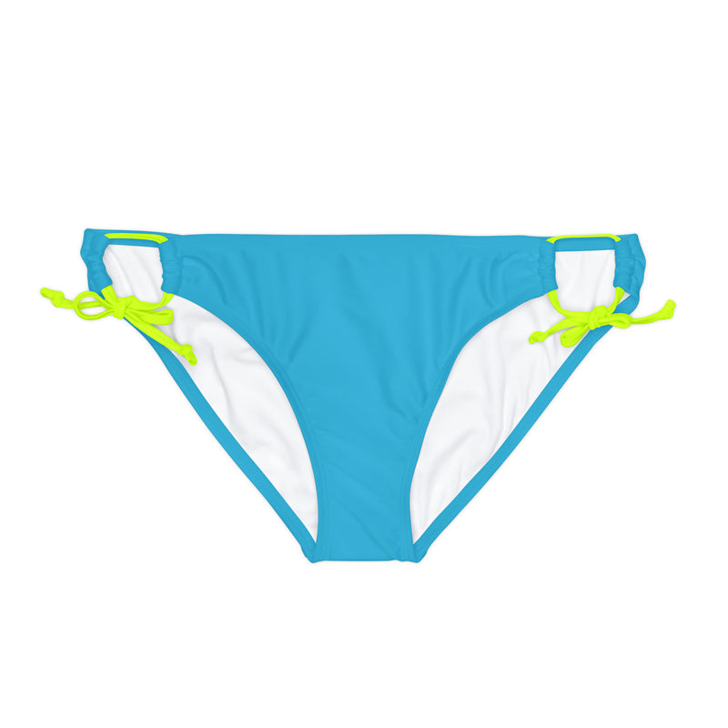 "Skull & Barrel" Base Turquoise - White Logo - Loop Tie Side Bikini Bottom (AOP)