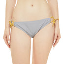 "Skull & Barrel" Base Light Grey - Black Logo - Loop Tie Side Bikini Bottom (AOP)