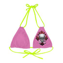 "Skull & Barrel" Base Light Pink - Left Logo - Strappy Triangle Bikini Top (AOP)