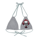 "Skull & Barrel" Base Grey - Left Logo - Strappy Triangle Bikini Top (AOP)