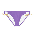 "Skull & Barrel" Base Light Purple - White Logo - Loop Tie Side Bikini Bottom (AOP)