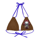 "Skull & Barrel" Base Brown- Left Logo - Strappy Triangle Bikini Top (AOP)