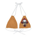 "Skull & Barrel" Base Light Brown - Left Logo - Strappy Triangle Bikini Top (AOP)