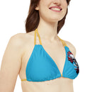"Skull & Barrel" Base Turquoise - Left Logo - Strappy Triangle Bikini Top (AOP)