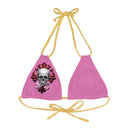 "Skull & Barrel" Base Light Pink - Right Logo - Strappy Triangle Bikini Top (AOP)