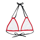 "Skull & Barrel" Base Dark Red - Left Logo - Strappy Triangle Bikini Top (AOP)