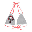 "Skull & Barrel" Base Light Grey - Right Logo - Strappy Triangle Bikini Top (AOP)