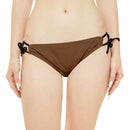 "Skull & Barrel" Base Brown - Black Logo - Loop Tie Side Bikini Bottom (AOP)