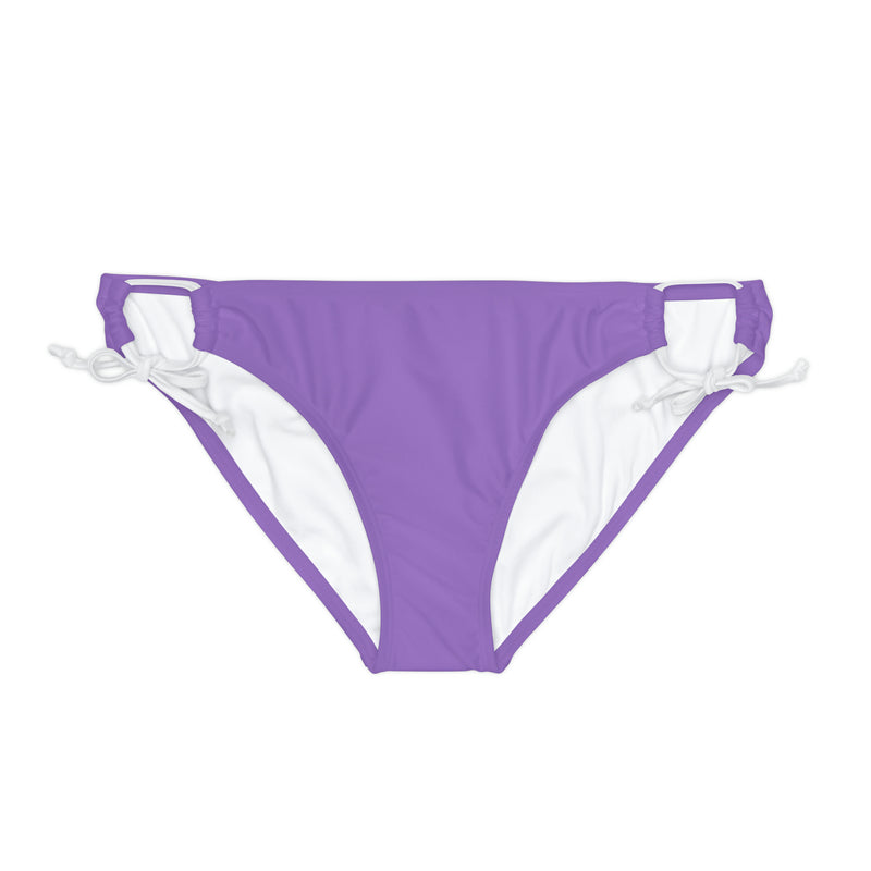 "Skull & Barrel" Base Light Purple - White Logo - Loop Tie Side Bikini Bottom (AOP)