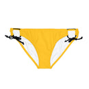 "Skull & Barrel" Base Yellow - White Logo - Loop Tie Side Bikini Bottom (AOP)