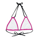 "Skull & Barrel" Base Pink - Left Logo - Strappy Triangle Bikini Top (AOP)