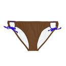 "Skull & Barrel" Base Brown - Black Logo - Loop Tie Side Bikini Bottom (AOP)