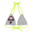 "Skull & Barrel" Base Light Grey - Right Logo - Strappy Triangle Bikini Top (AOP)