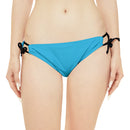 "Skull & Barrel" Base Turquoise - Black Logo - Loop Tie Side Bikini Bottom (AOP)
