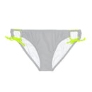 "Skull & Barrel" Base Light Grey - White Logo - Loop Tie Side Bikini Bottom (AOP)